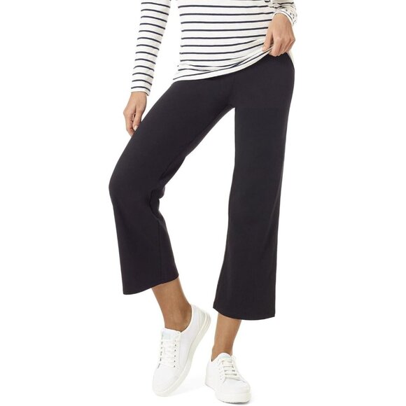 HUE U23429 Blackout Cotton Cropped Flare Legging Black ( S ) - Picture 1 of 4